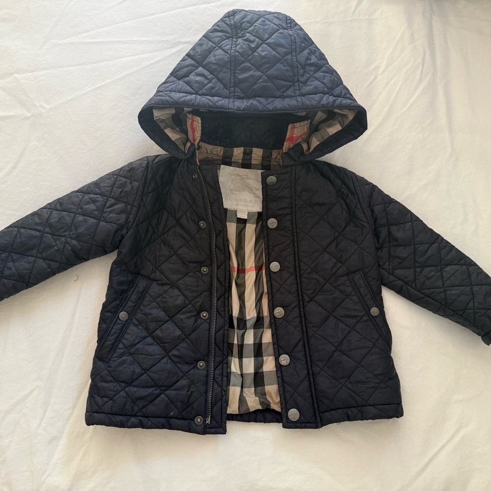 Burberry Kids Navy Quilted Puffer Jacket